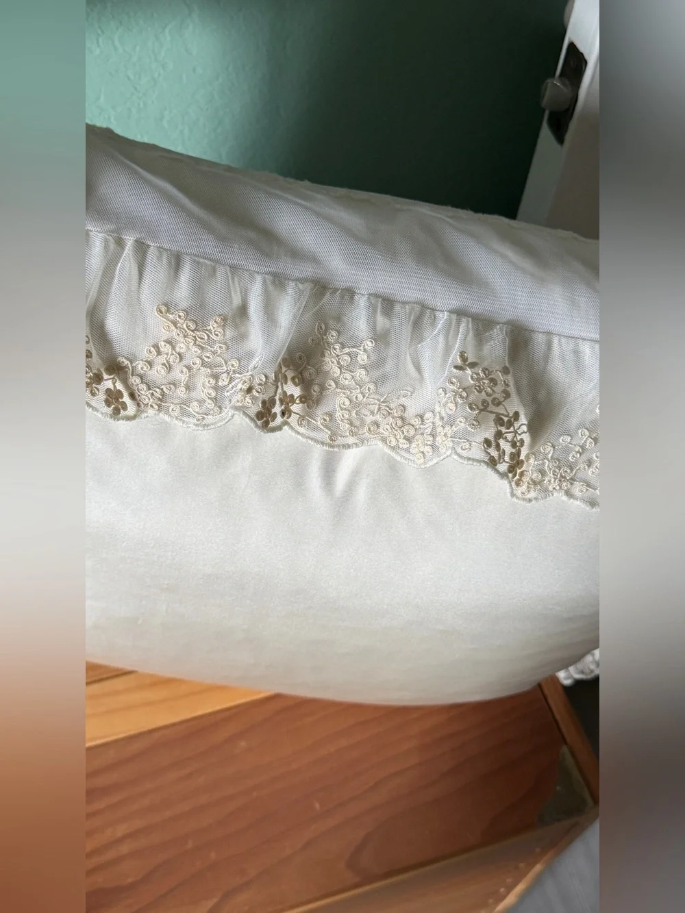 Ralph Lauren Winnifred Ivory Silk Embroidered Lace Throw Pillow 20x20 NWT